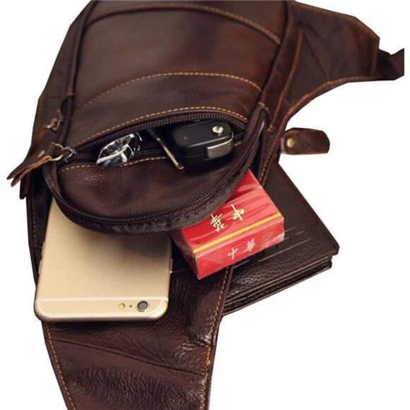 Leather Sling Bag Crossbody Backpack for Men Women Travel Outdoor Camping - Picture 5 of 7